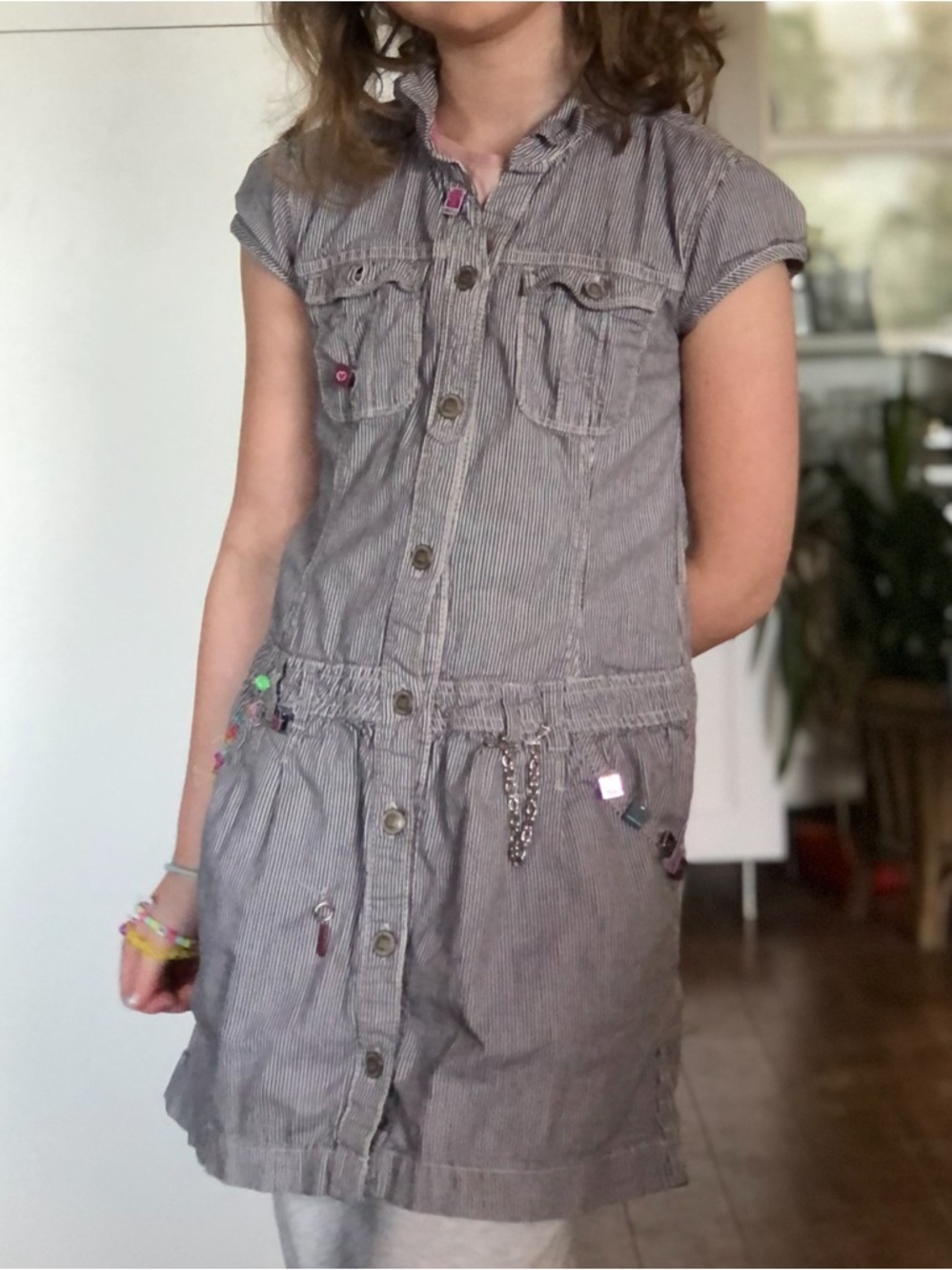 H&M Railway Striped Chambray Railroad Striped  Dress